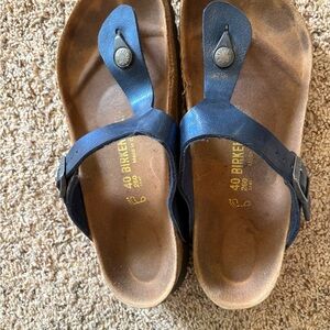 Birkenstock Gizeh Navy Leather Sandals perfect condition, size 40